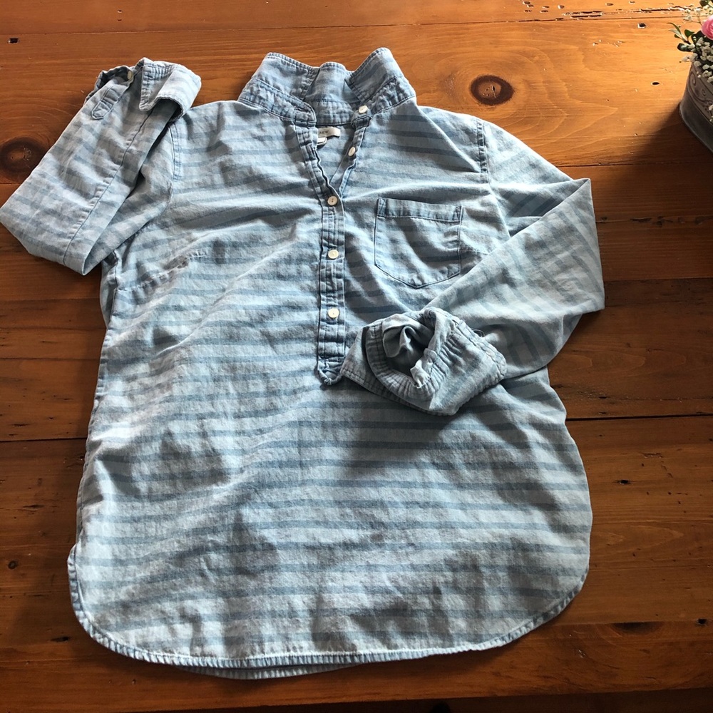 J Crew indigo chambray popover
